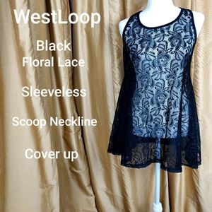 Westloop black floral cover up size M